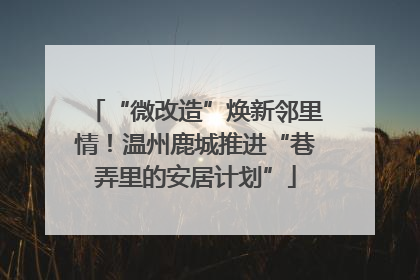 “微改造”焕新邻里情！温州鹿城推进“巷弄里的安居计划”