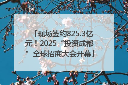 现场签约825.3亿元！2025“投资成都”全球招商大会开幕