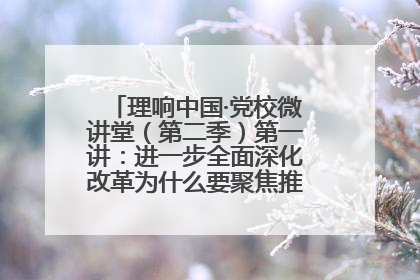 理响中国·党校微讲堂（第二季）第一讲：进一步全面深化改革为什么要聚焦推进中国式现代化