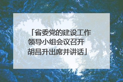 省委党的建设工作领导小组会议召开 胡昌升出席并讲话
