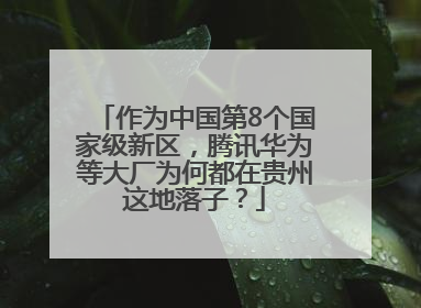 作为中国第8个国家级新区，腾讯华为等大厂为何都在贵州这地落子？