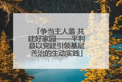 争当主人翁 共建好家园——平利县以党建引领基层善治的生动实践