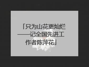 只为山花更灿烂——记全国先进工作者陈萍花