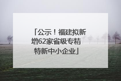 公示！福建拟新增62家省级专精特新中小企业