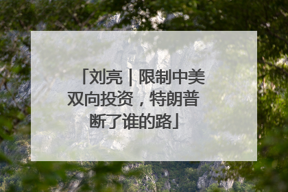 刘亮｜限制中美双向投资，特朗普断了谁的路