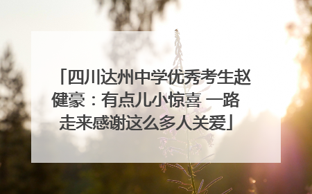 四川达州中学优秀考生赵健豪：有点儿小惊喜 一路走来感谢这么多人关爱