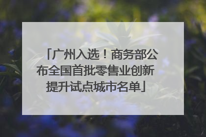 广州入选！商务部公布全国首批零售业创新提升试点城市名单