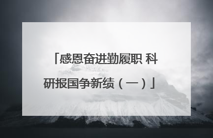感恩奋进勤履职 科研报国争新绩（一）