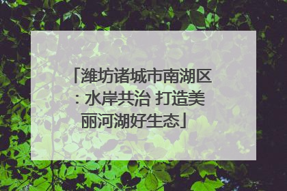 潍坊诸城市南湖区：水岸共治 打造美丽河湖好生态
