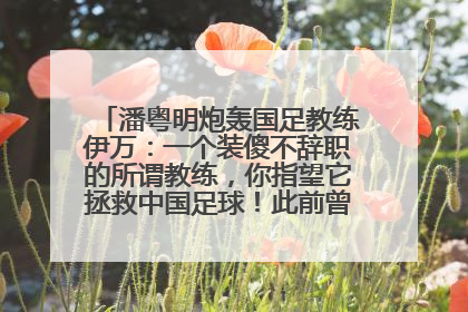 潘粤明炮轰国足教练伊万：一个装傻不辞职的所谓教练，你指望它拯救中国足球！此前曾多次发文评价国足