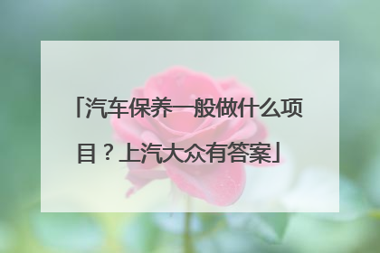 汽车保养一般做什么项目？上汽大众有答案