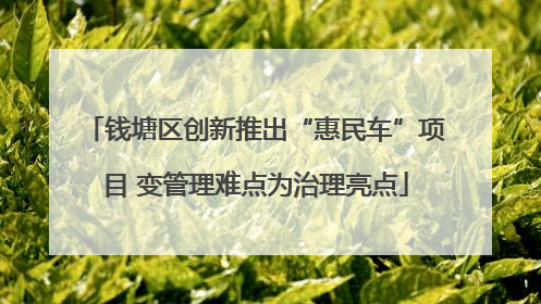 钱塘区创新推出“惠民车”项目 变管理难点为治理亮点