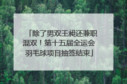 除了男双王昶还兼职混双！第十五届全运会羽毛球项目抽签结束